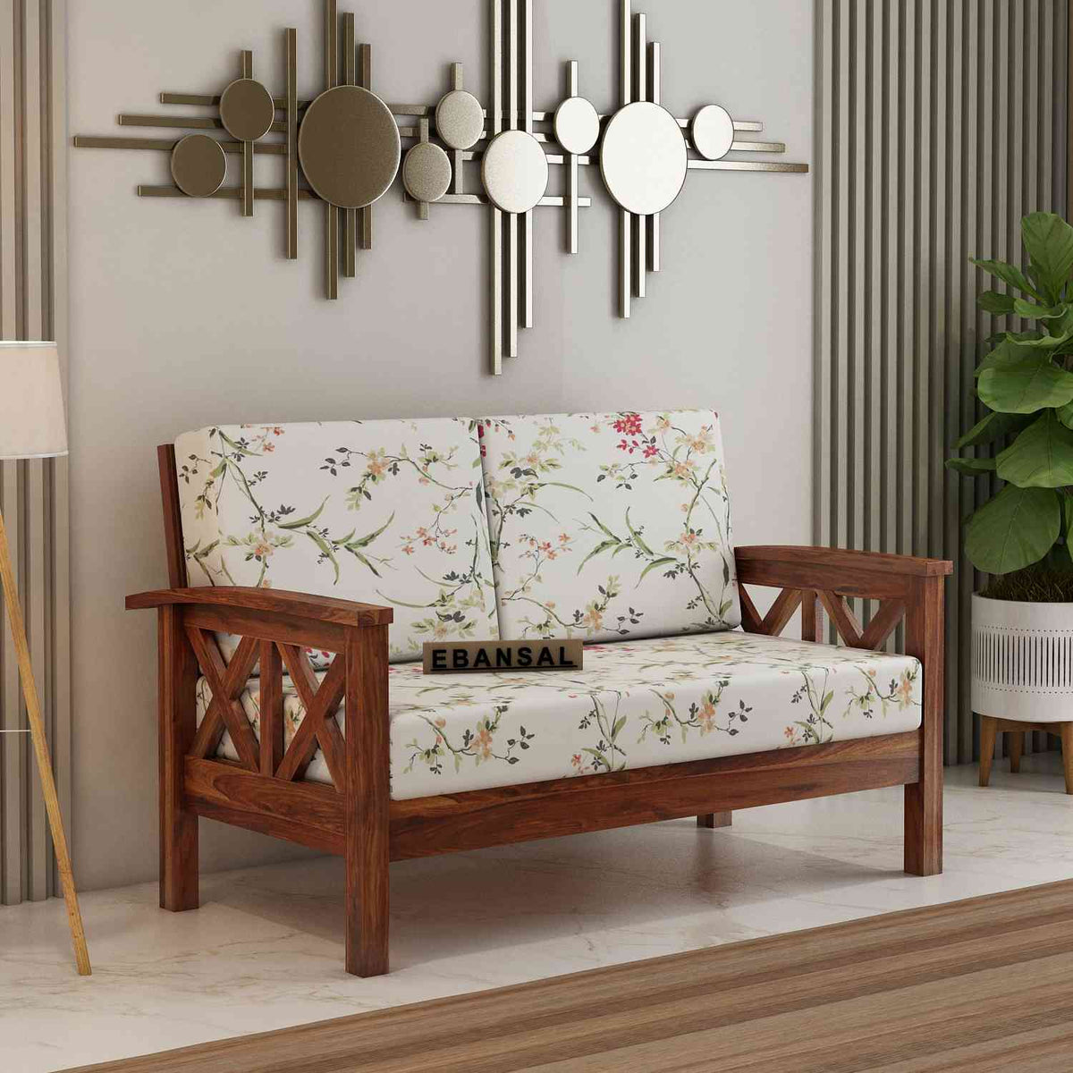 Prio Solid Sheesham Wood 5 Seater Sofa Set (3+2, Natural Finish)