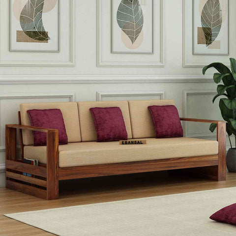 Maria Solid Sheesham Wood 5 Seater Sofa Set (3+2, Natural Finish)