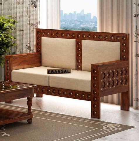 Maharana Solid Sheesham Wood 2 Seater Sofa (Natural Finish)