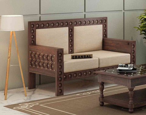 Maharana Solid Sheesham Wood 2 Seater Sofa (Walnut Finish)