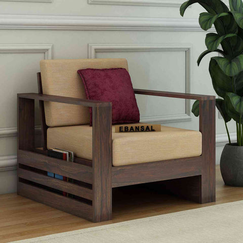 Maria Solid Sheesham Wood 5 Seater Sofa Set (3+1+1, Walnut Finish)