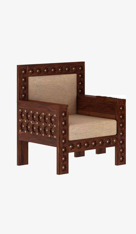 Maharana Solid Sheesham Wood 1 Seater Sofa (Natural Finish)