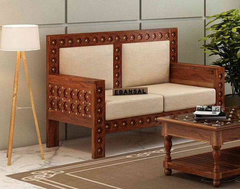 Maharana Solid Sheesham Wood 2 Seater Sofa (Natural Finish)