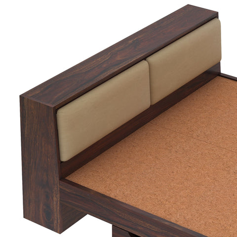 Lumin Solid Sheesham Wood Bed With 2 Drawers (Queen Size, Walnut)