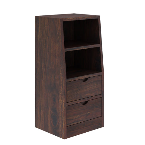 Lumin Solid Sheesham Wood Bed With 2 Drawers And 2 Side Tables (King Size, Walnut)