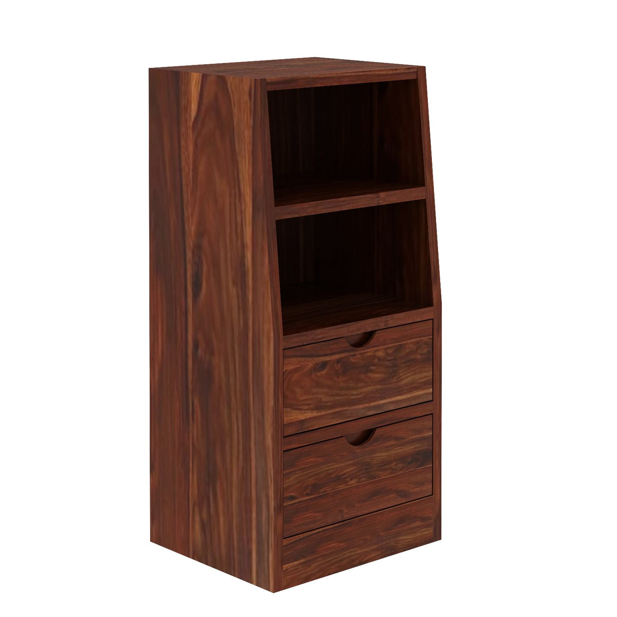 Lumin Solid Sheesham Wood Bed With 2 Drawers And 2 Side Tables (Queen Size, Natural)