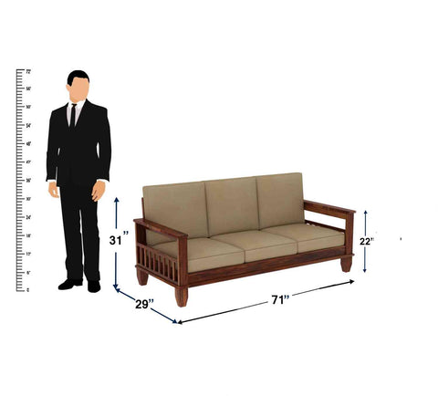 Trinity Solid Sheesham Wood 5 Seater Sofa Set With Coffee Table (3+2, Natural Finish)