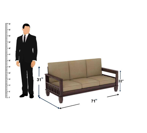 Trinity Solid Sheesham Wood 5 Seater Sofa Set (3+2, Walnut Finish)