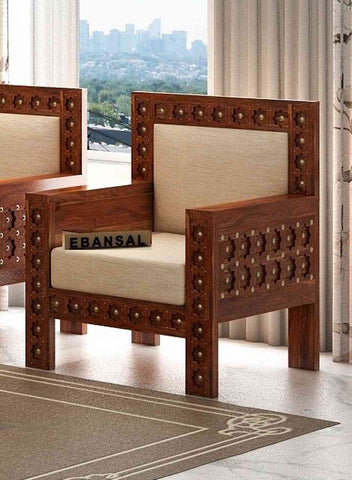 Maharana Solid Sheesham Wood 1 Seater Sofa (Natural Finish)