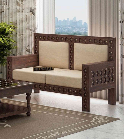 Maharana Solid Sheesham Wood 2 Seater Sofa (Walnut Finish)