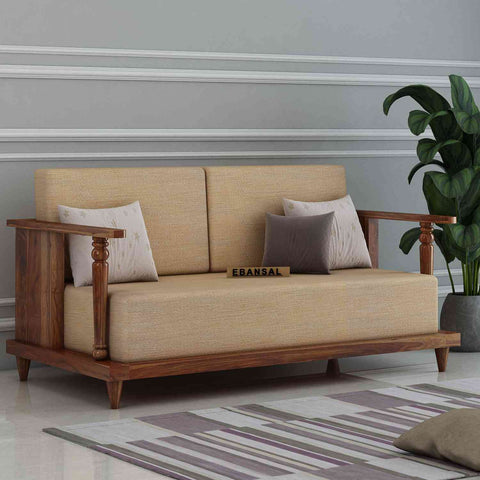 Ajmer Solid Sheesham Wood 5 Seater Sofa Set With Coffee Table (3+2, Natural Finish)