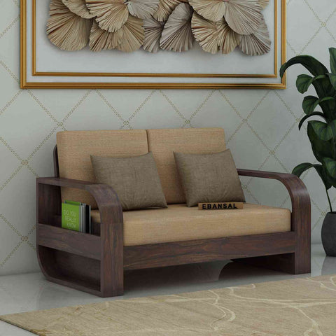 Denzaderb Solid Sheesham Wood 5 Seater Sofa Set With Coffee Table (3+2, Walnut Finish)