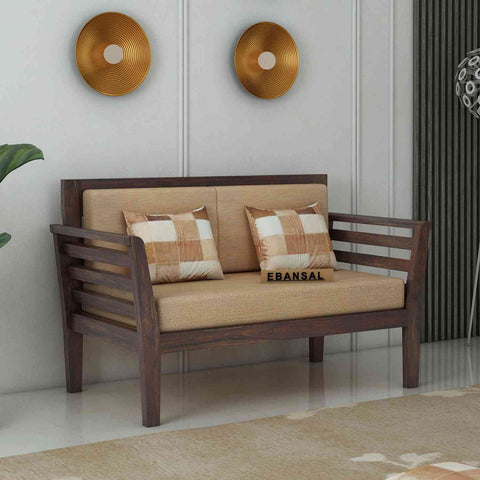 Fusta Solid Sheesham Wood 5 Seater Sofa Set With Coffee Table (3+2, Walnut Finish)
