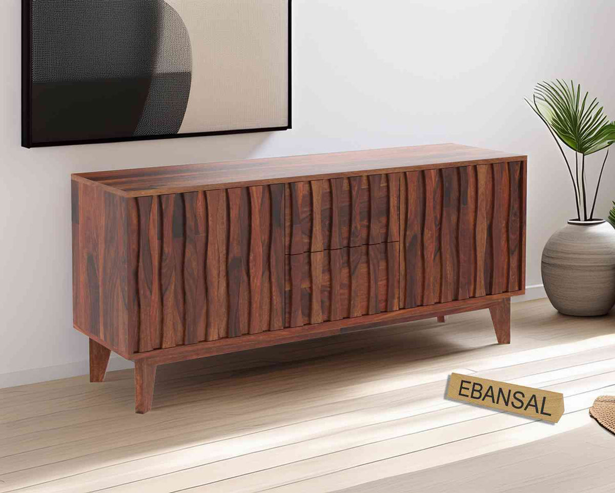 Maurice Solid Sheesham Wood Sideboard (Natural Finish)