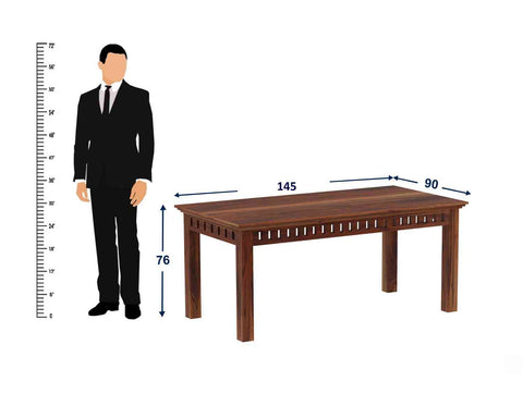 Amer Solid Sheesham Wood 6 Seater Dining Set With Bench (Without Cushion, Natural Finish)