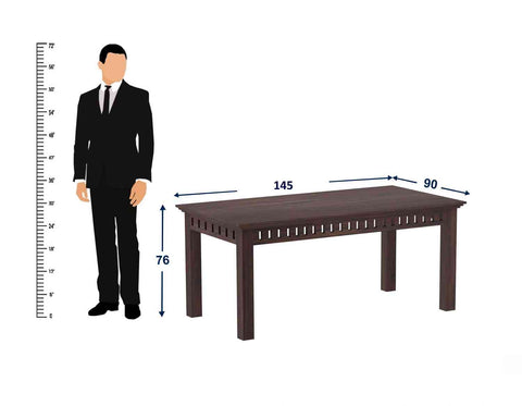 Amer Solid Sheesham Wood 6 Seater Dining Set With Bench (Without Cushion, Walnut Finish)