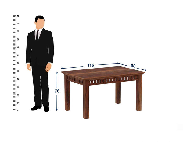 Amer Solid Sheesham Wood 4 Seater Dining Table With 4 Chairs (Without Cushion, Natural Finish)