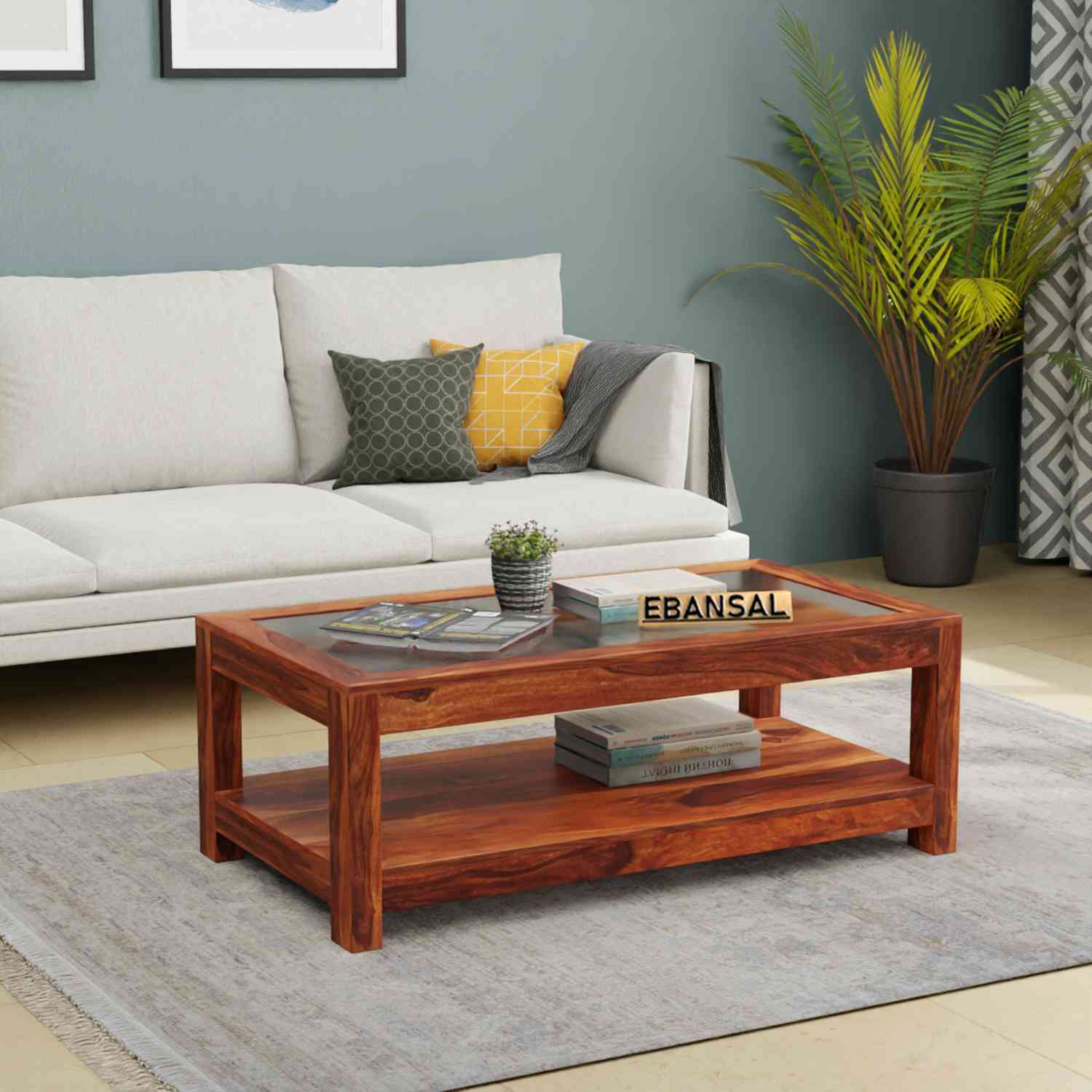 Livinn Solid Sheesham Wood Coffee Table (Natural Finish)