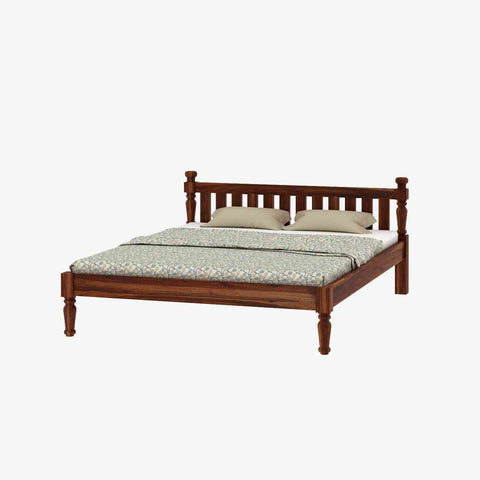 Revista Solid Sheesham Wood Bed Without Storage (Queen Size, Natural Finish)