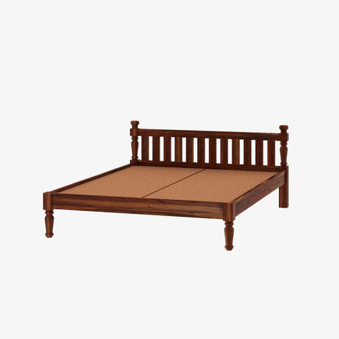 Revista Solid Sheesham Wood Bed Without Storage (Queen Size, Natural Finish)