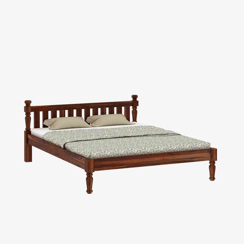 Revista Solid Sheesham Wood Bed Without Storage (Queen Size, Natural Finish)