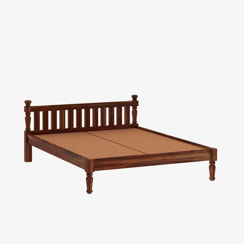 Revista Solid Sheesham Wood Bed Without Storage (King Size, Natural Finish)
