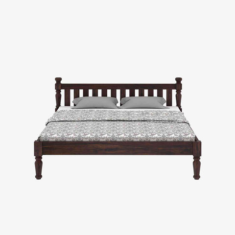 Revista Solid Sheesham Wood Bed Without Storage (Queen Size, Walnut Finish)