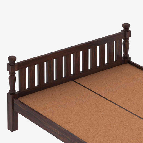 Revista Solid Sheesham Wood Bed Without Storage (Queen Size, Walnut Finish)