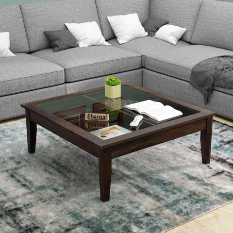 Lumin Solid Sheesham Wood Coffee Table ( Walnut Finish)