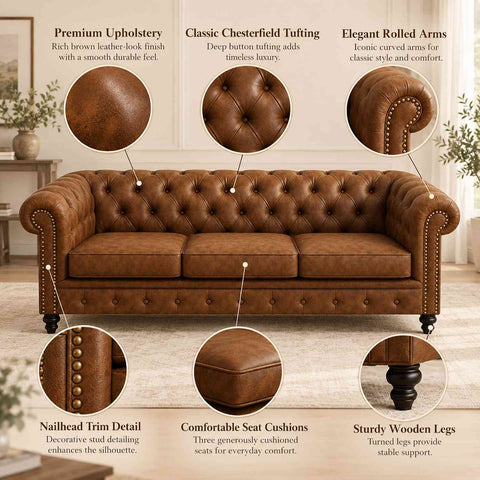 Celeste 3 Seater Sofa (Fabric, Ginger Bread)