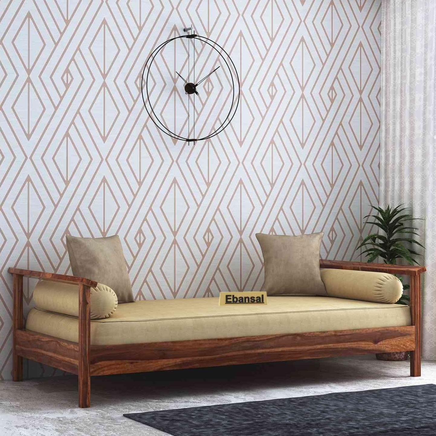 Maria Solid Sheesham Wood Divan With Mattress (Natural Finish)