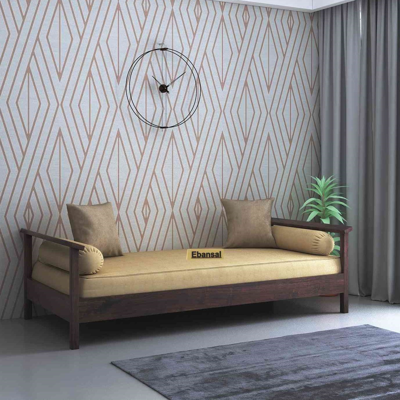 Maria Solid Sheesham Wood Divan With Mattress (Walnut Finish)