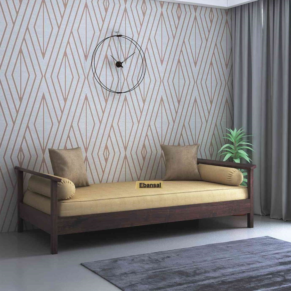 Maria Solid Sheesham Wood Divan With Mattress (Walnut Finish)