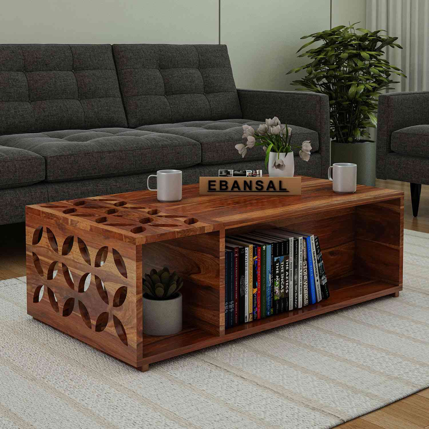 Monstro Solid Sheesham Wood Coffee Table (Natural Finish)
