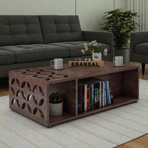 Monstro Solid Sheesham Wood Coffee Table (Walnut Finish)