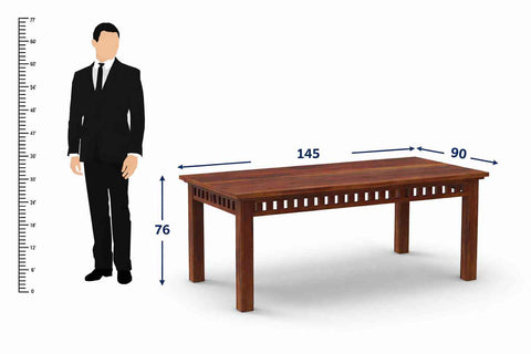 Rubikk Solid Sheesham Wood 6 Seater Dining Set (With Cushion, Natural Finish)