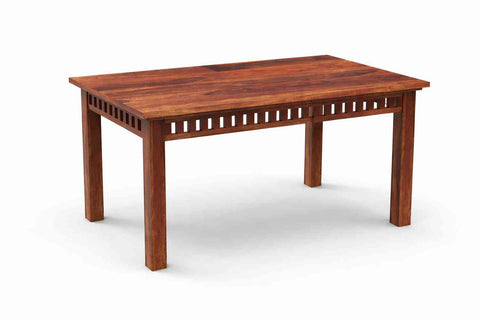 Rubikk Solid Sheesham Wood 6 Seater Dining Set (With Cushion, Natural Finish)