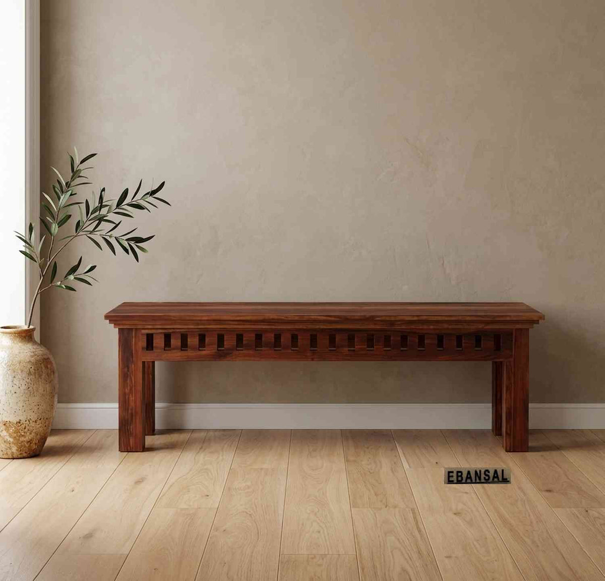 Amer Solid Sheesham Wood 2 Seater Bench (Natural Finish)