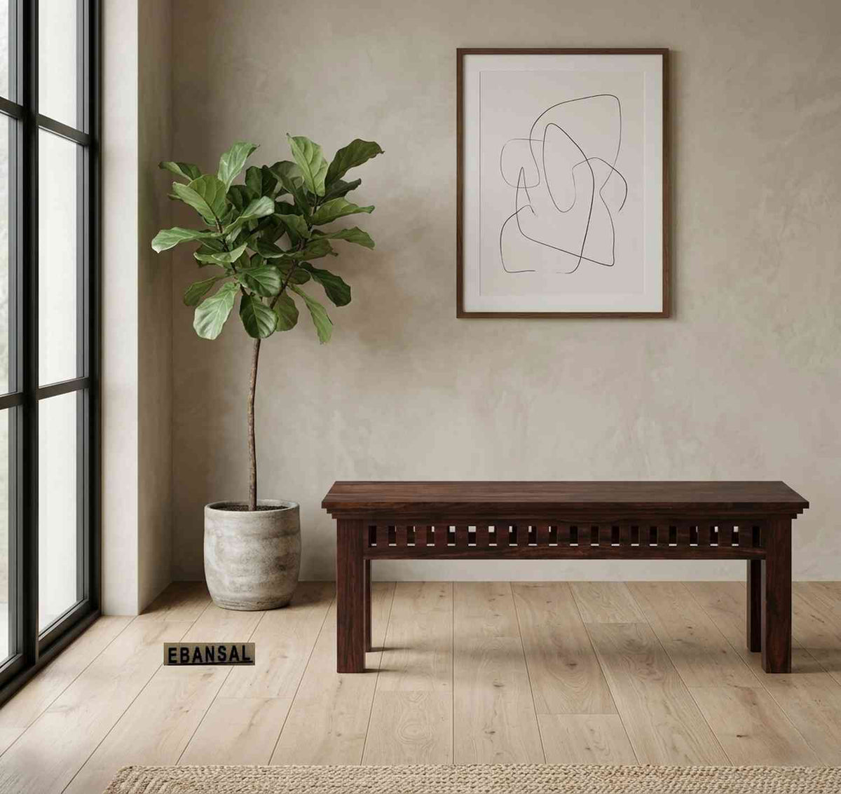 Amer Solid Sheesham Wood 2 Seater Bench (Walnut Finish)