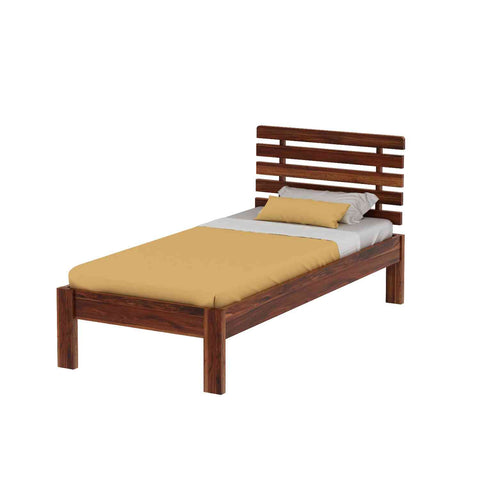 Woodora Solid Sheesham Wood Single Bed Without Storage (Natural Finish)