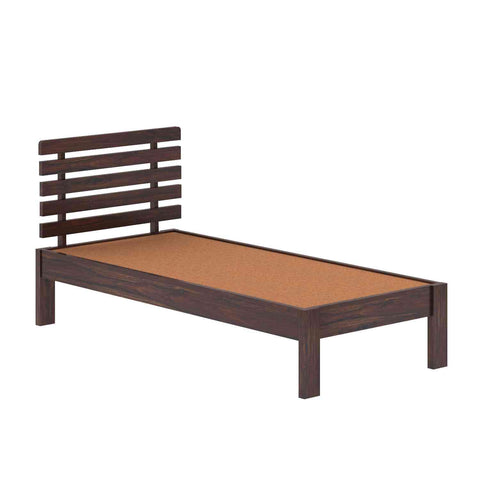 Woodora Solid Sheesham Wood Single Bed Without Storage (Walnut Finish)