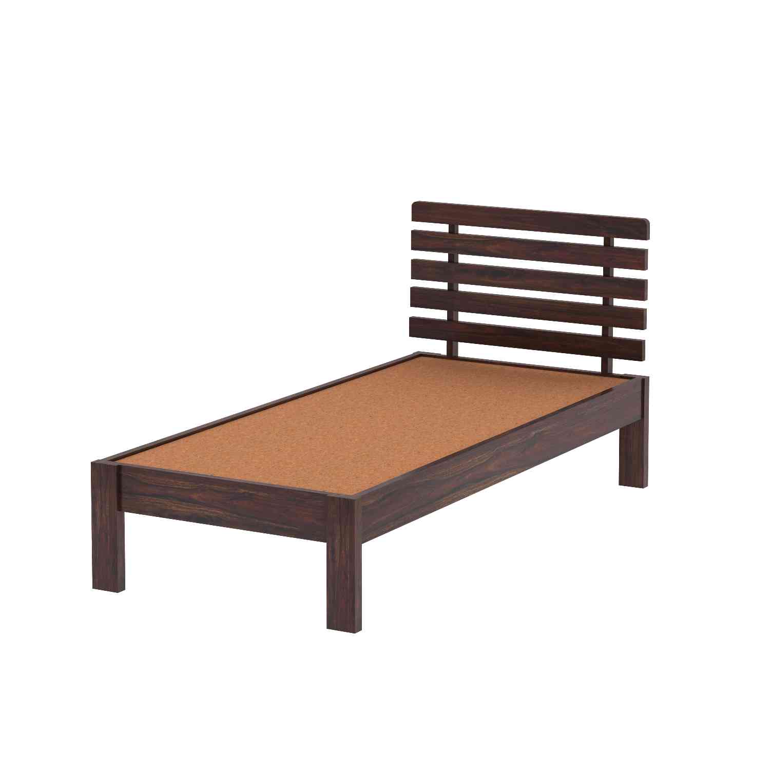 Woodora Solid Sheesham Wood Single Bed Without Storage (Walnut Finish)