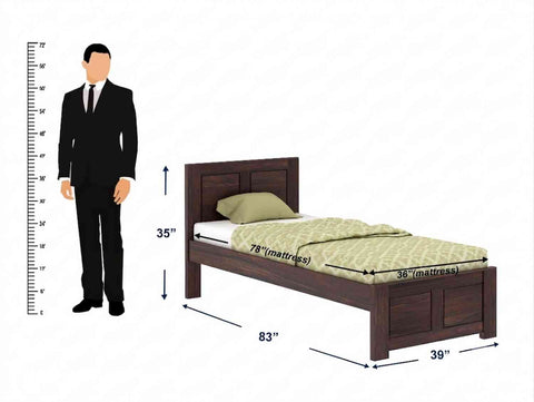 Woodwing Solid Sheesham Wood Single Bed Without Storage (Walnut Finish)