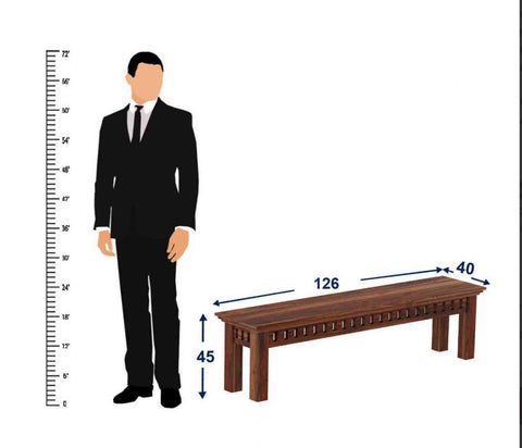 Amer Solid Sheesham Wood 3 Seater Bench (Natural Finish)