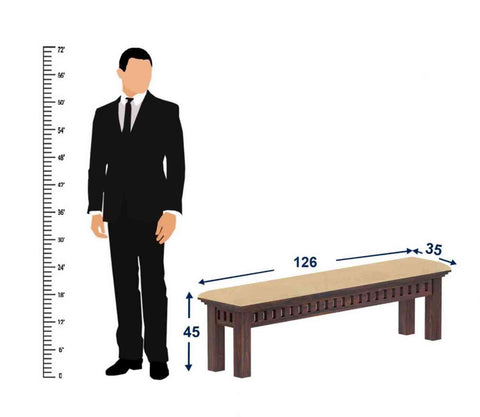 Amer Solid Sheesham Wood 3 Seater Bench (Walnut Finish, With Cushion)