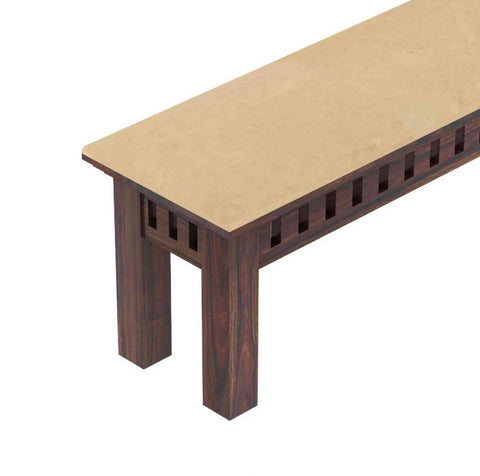 Amer Solid Sheesham Wood 3 Seater Bench (Walnut Finish, With Cushion)