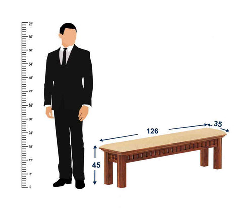 Amer Solid Sheesham Wood 3 Seater Bench (Natural Finish, With Cushion)