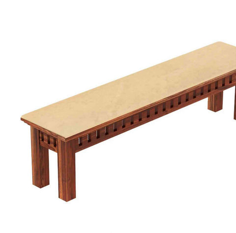 Amer Solid Sheesham Wood 3 Seater Bench (Natural Finish, With Cushion)