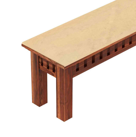 Amer Solid Sheesham Wood 3 Seater Bench (Natural Finish, With Cushion)