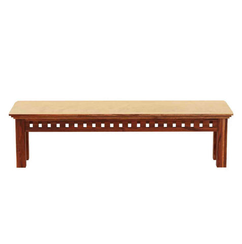 Amer Solid Sheesham Wood 3 Seater Bench (Natural Finish, With Cushion)